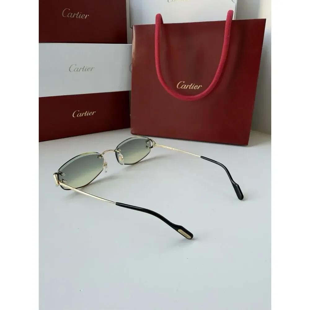 CARTIER C De Cartier CT0467S 003 Gold Green Gradient Women Sunglasses AUTHENTIC